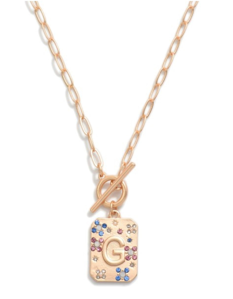 Gold T-Bar Initial Necklace