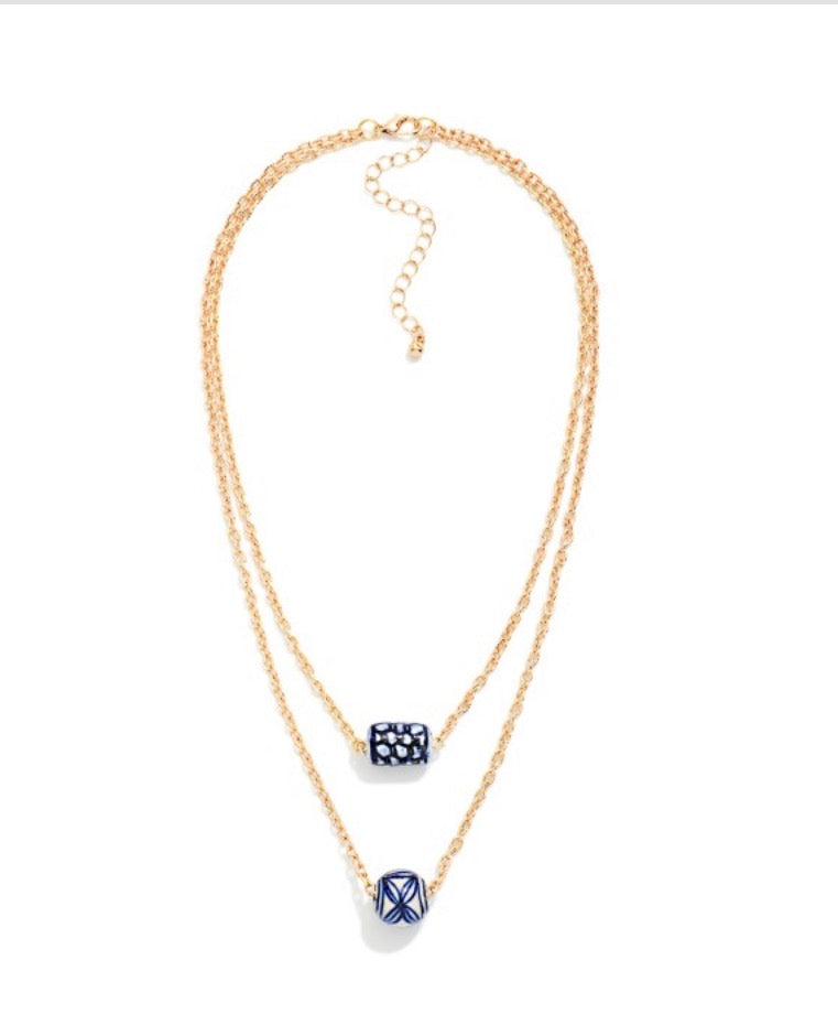 Painted Porcelain Layered Chain Link Necklace
