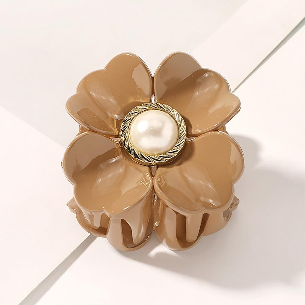 Flower Hair Clip With Pearl Focal