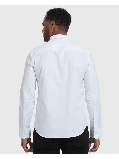 Long Sleeve Button Up Shirt | Stretch Oxford | White