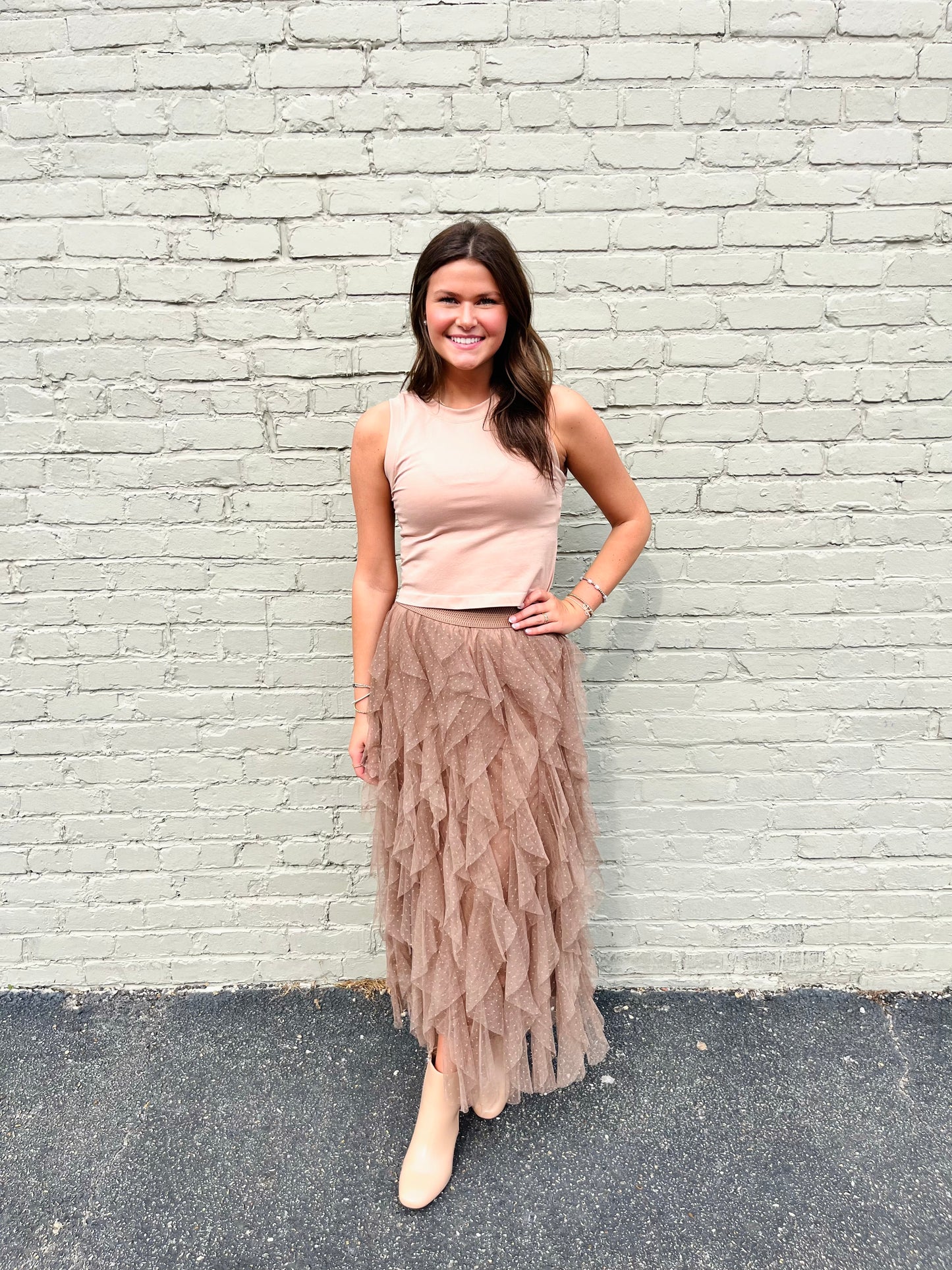 Taupe Ruffle Skirt