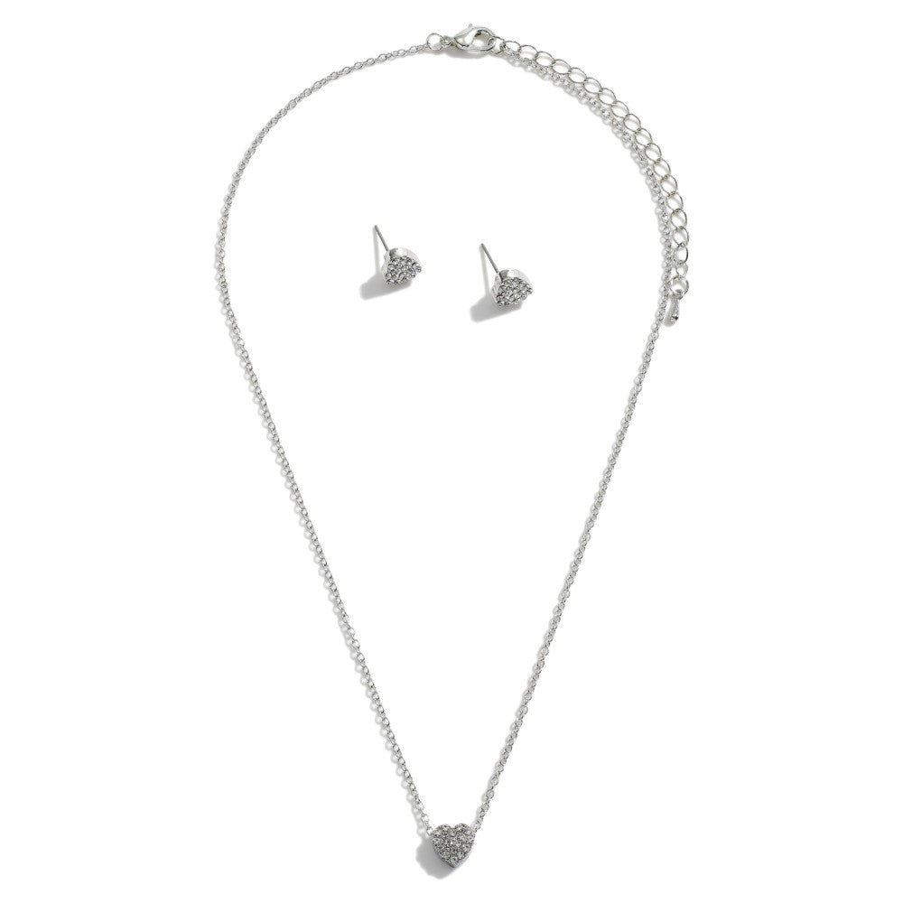 Heart Stud Earring and Necklace Set
