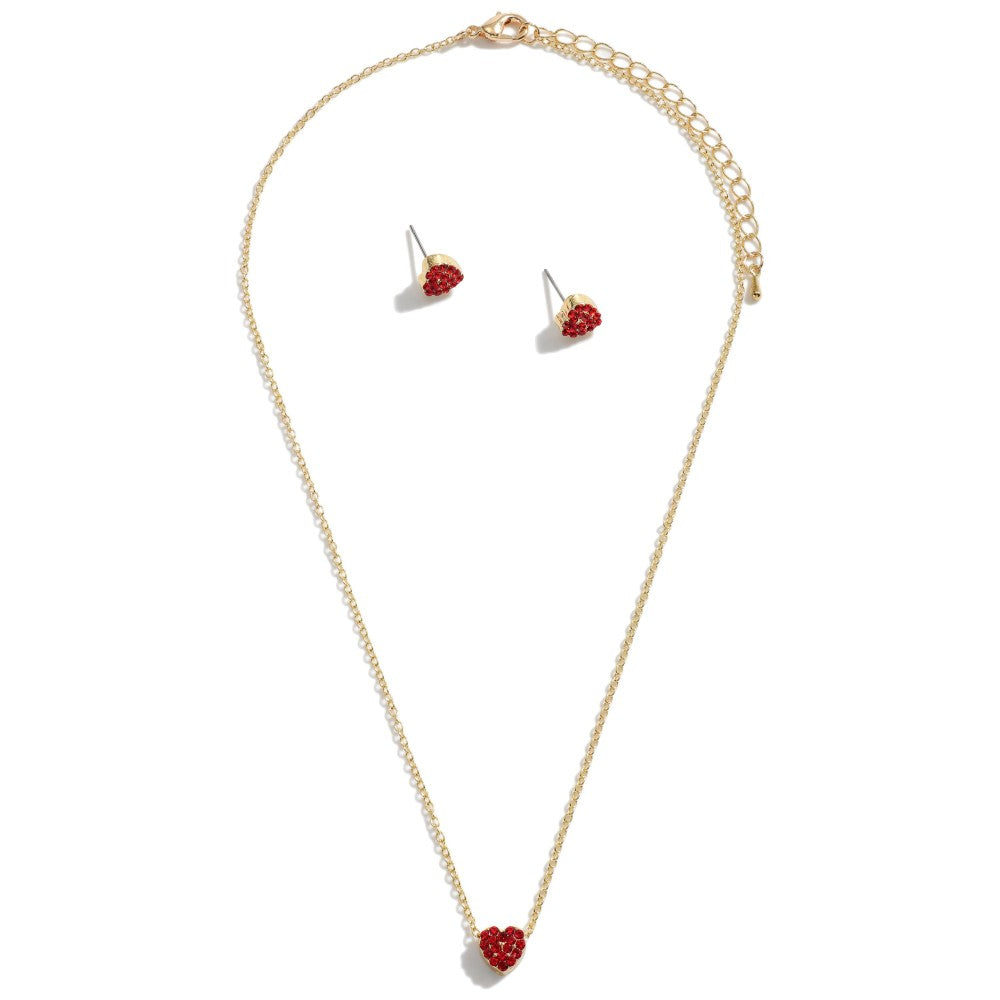 Heart Stud Earring and Necklace Set