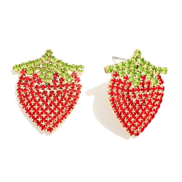 Rhinestone Strawberry Drop Earrings