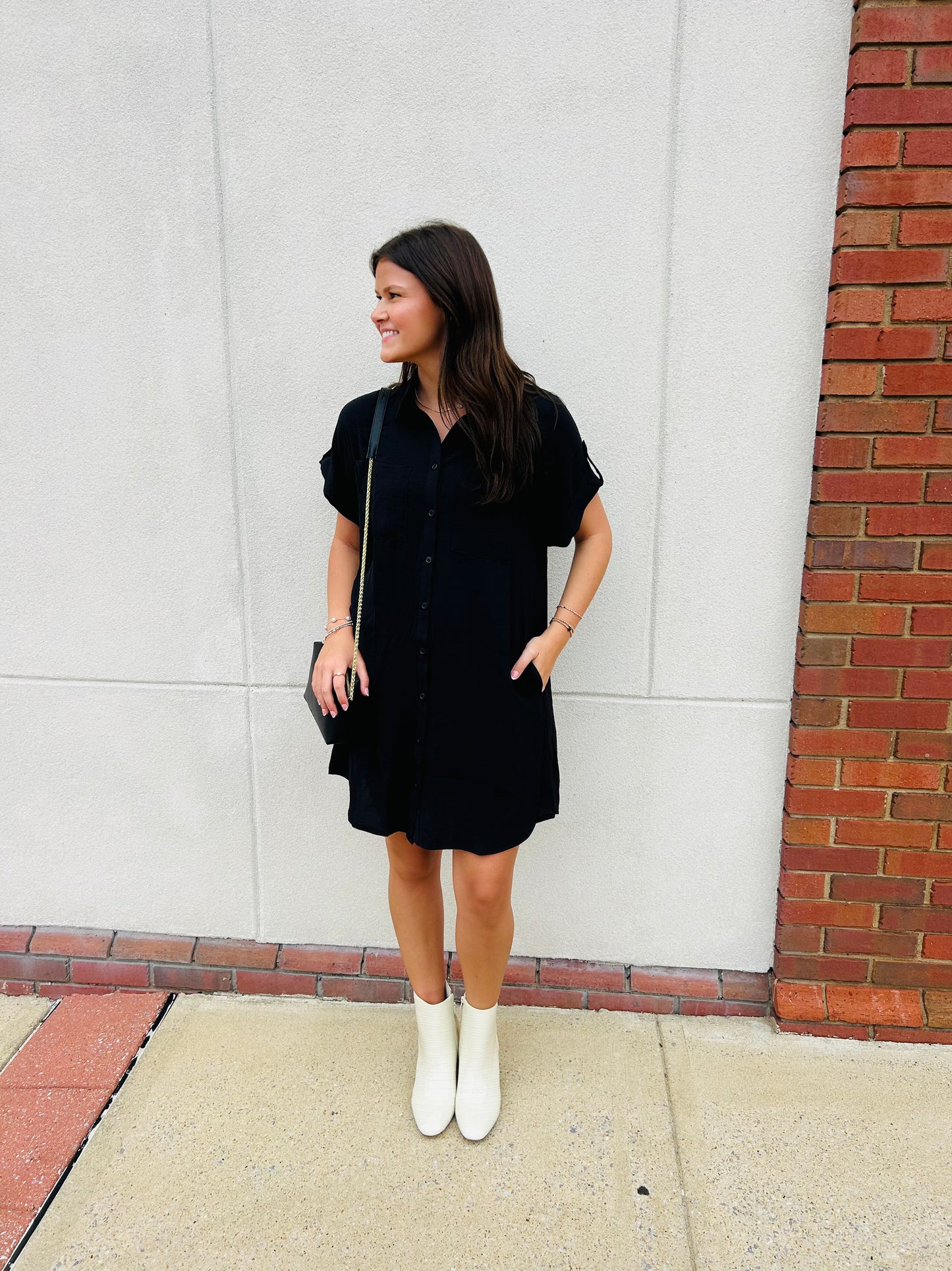 Drop Shoulder Shirt Dress