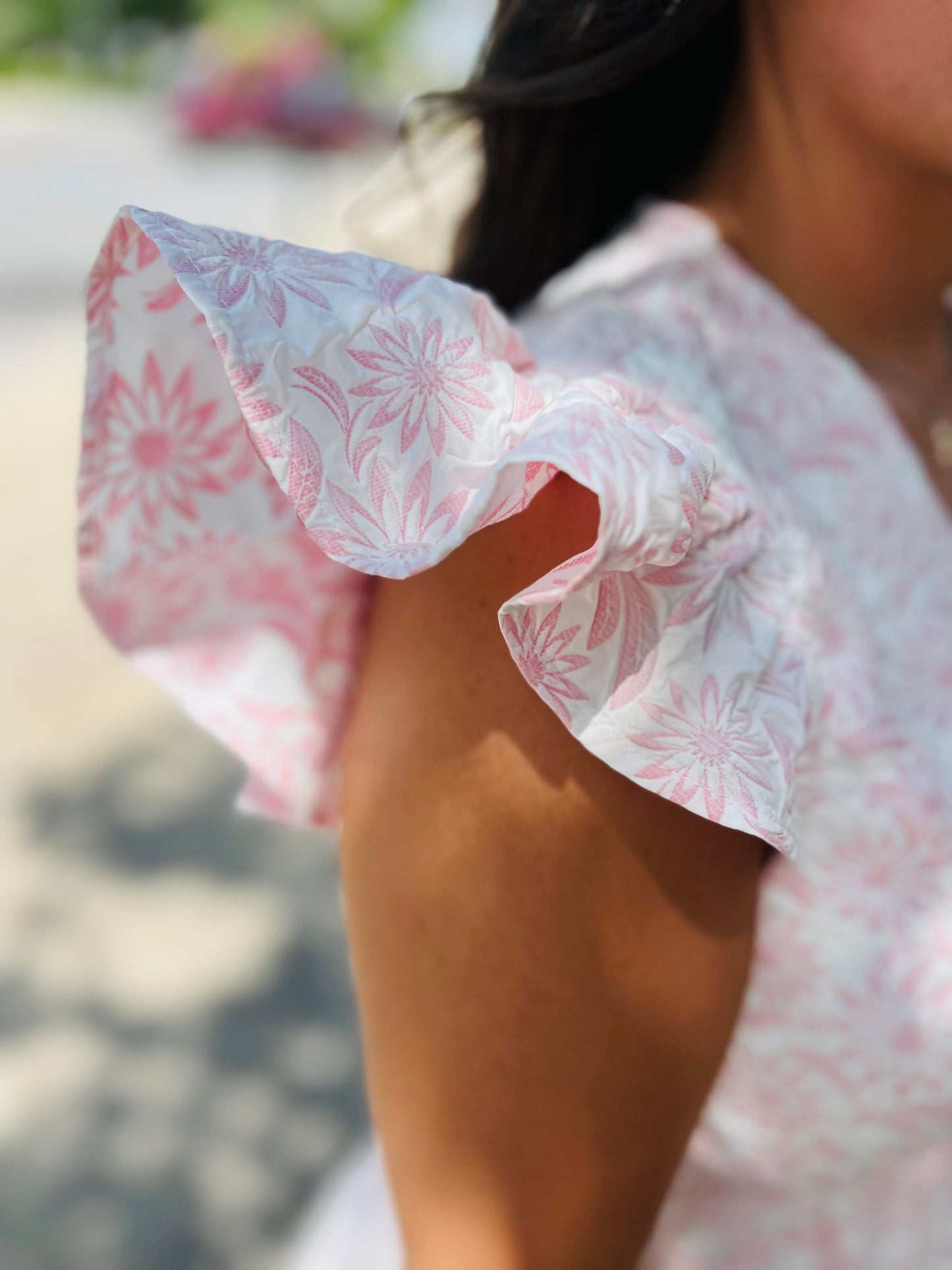 Woven Butterfly Sleeve Dress