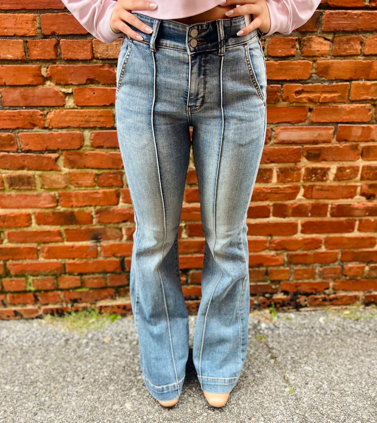 High Waisted Trouser Flare Jeans