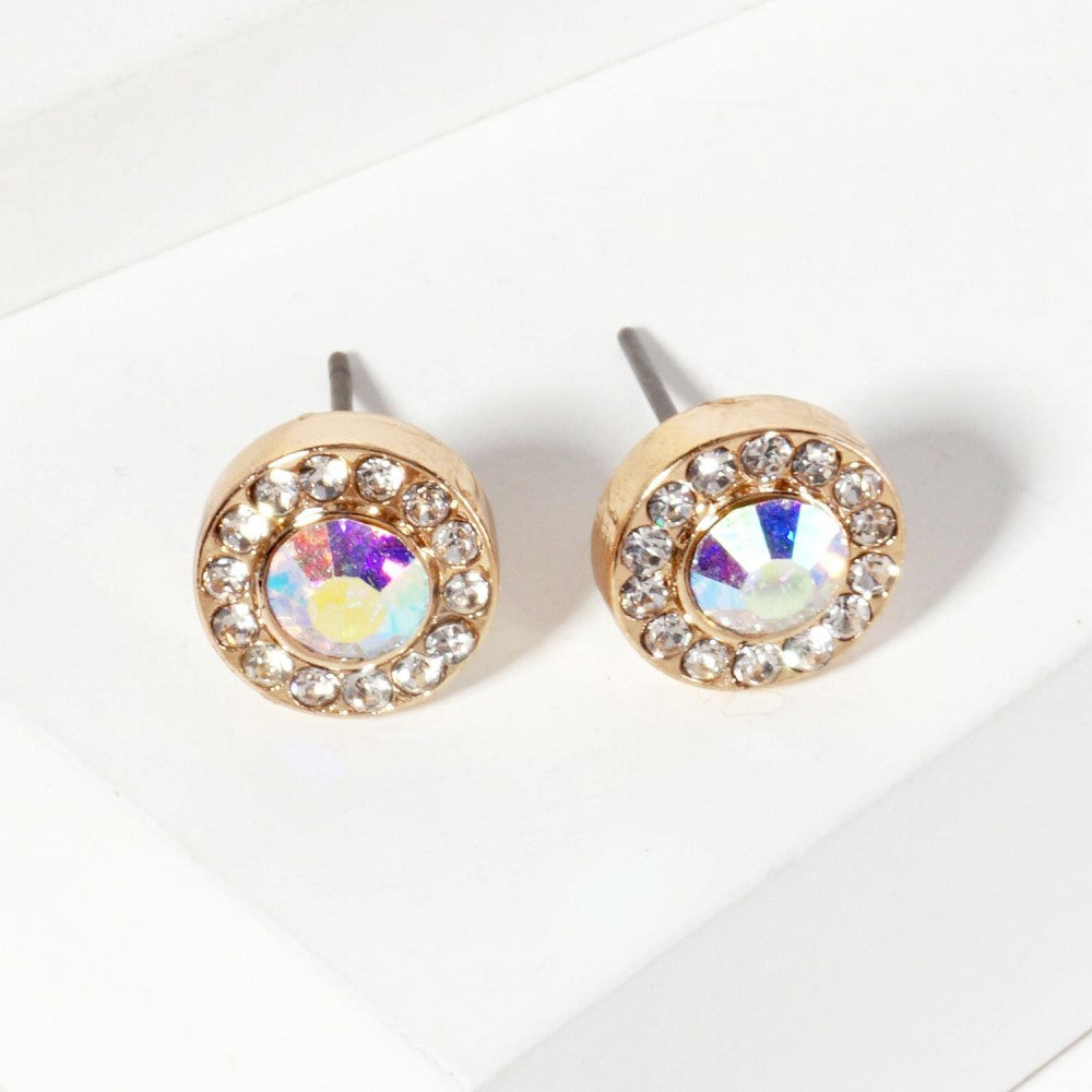 Rhinestone Stud with Mini Crystal Earrings