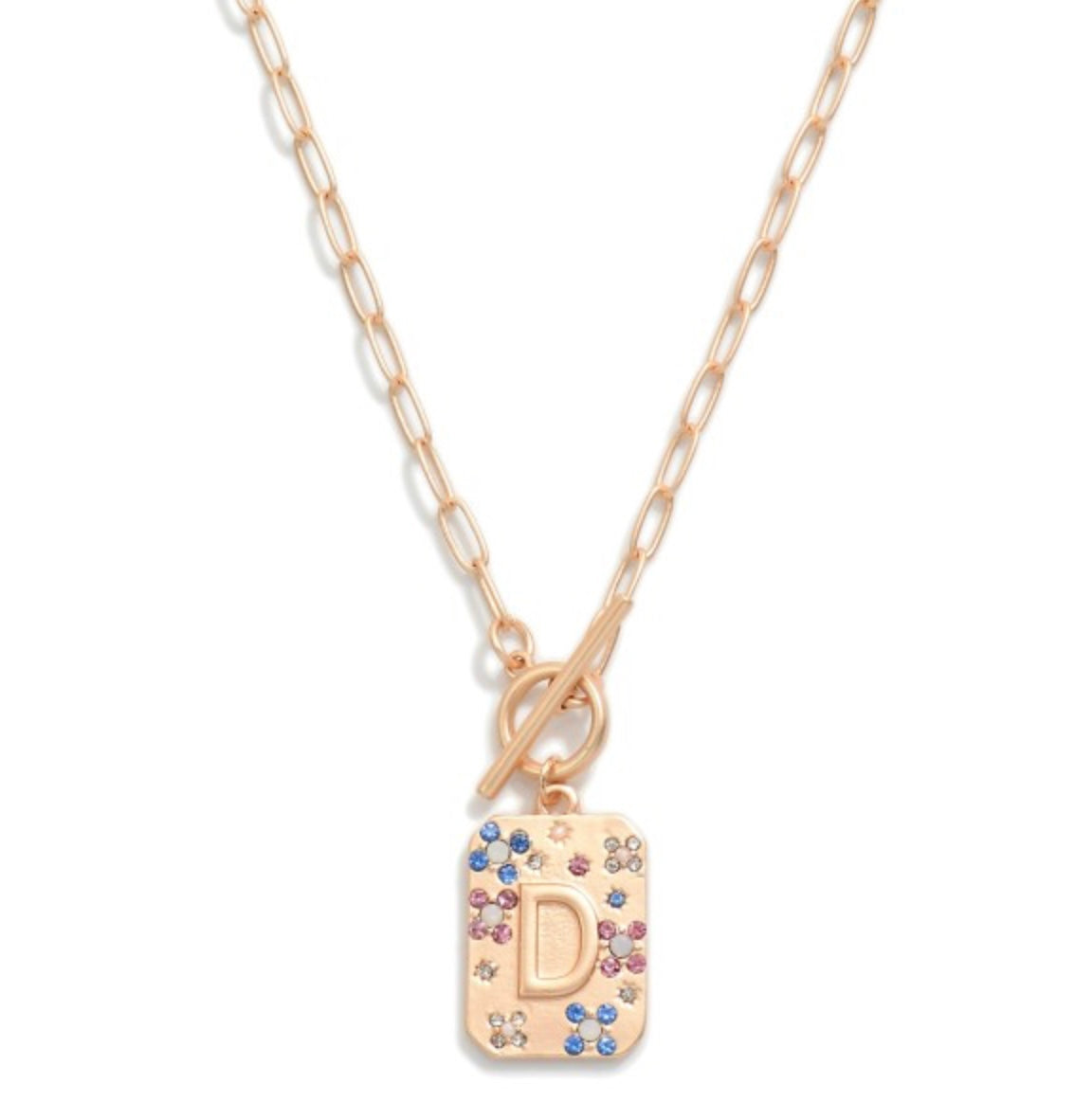 Gold T-Bar Initial Necklace