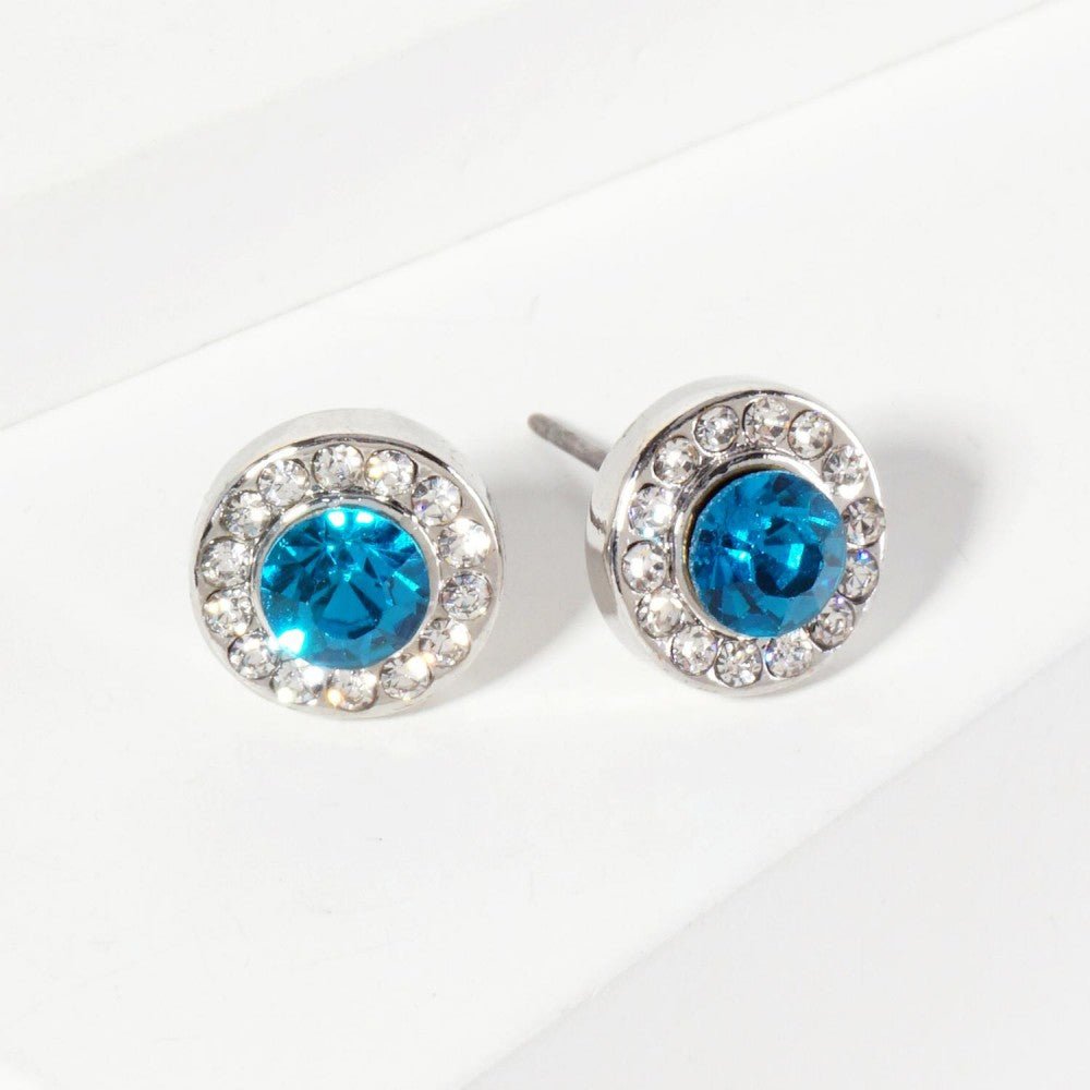 Rhinestone Stud with Mini Crystal Earrings