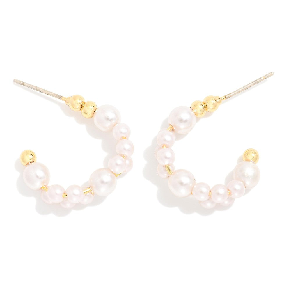 Layered Pearl Hoop Earrings