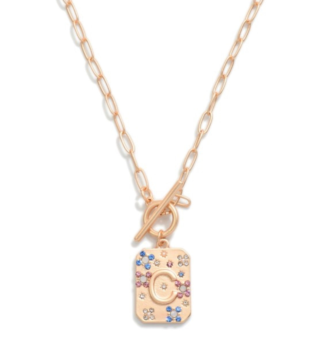 Gold T-Bar Initial Necklace