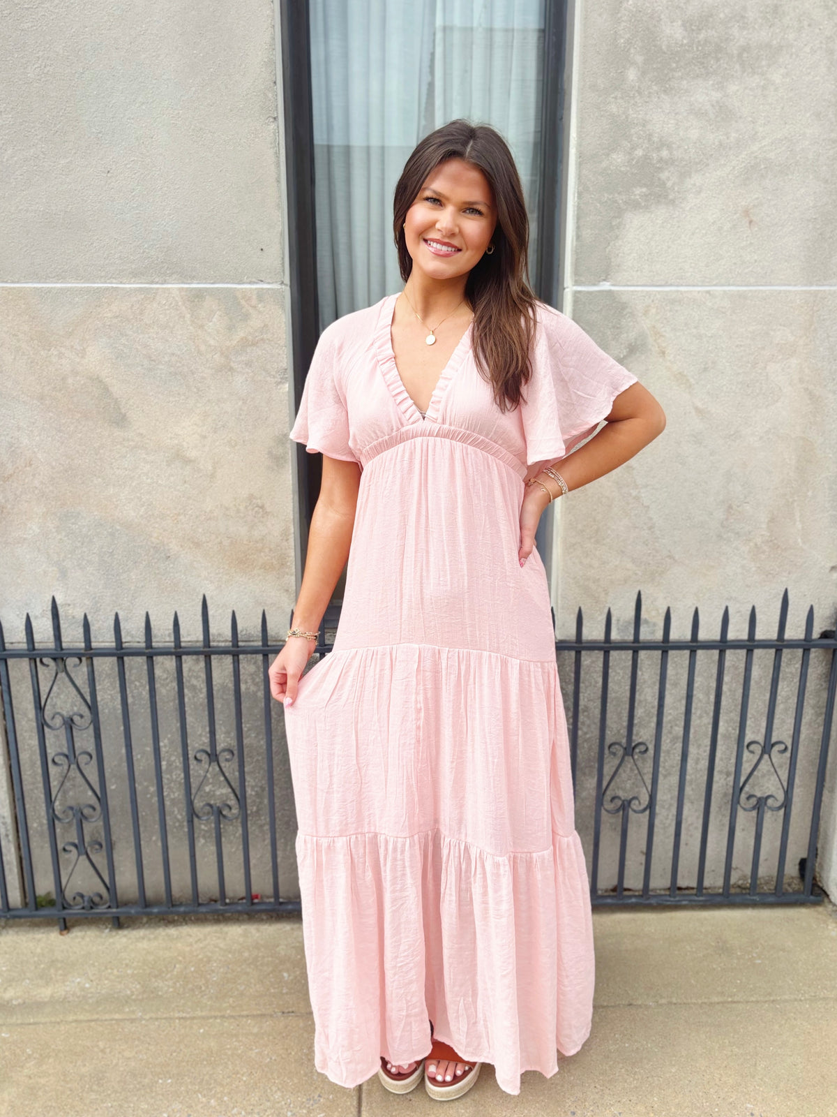 Flutter Sleeve Maxi Dress