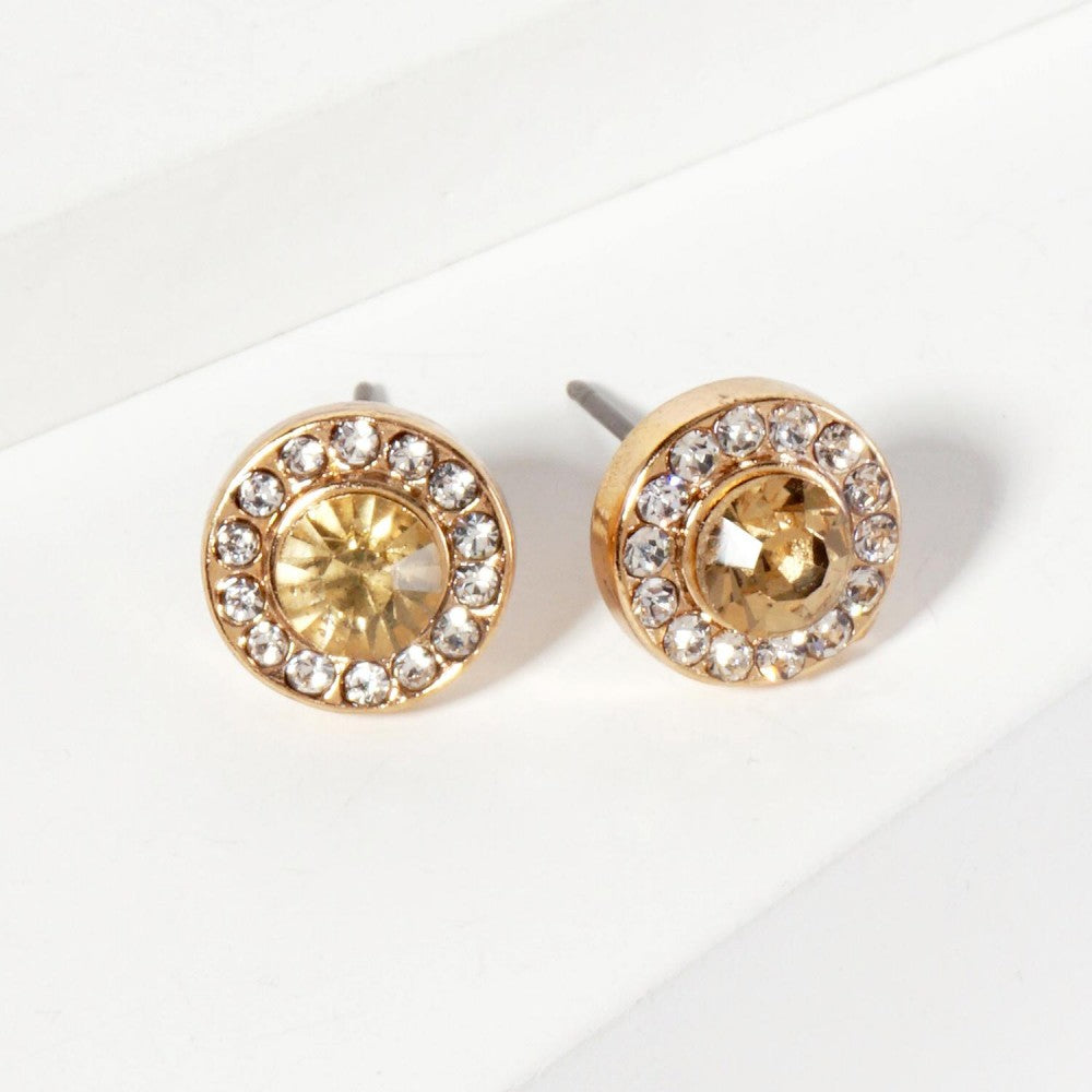 Rhinestone Stud with Mini Crystal Earrings
