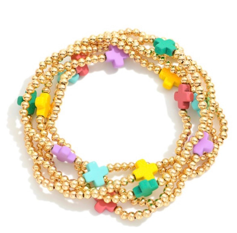Gold Cross Stretch Bracelets