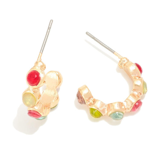Multi-Color Rhinestone Huggie Hoop Earrings