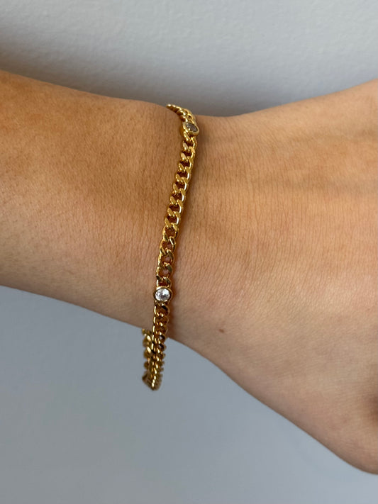 Gold Stone Chain Bracelet