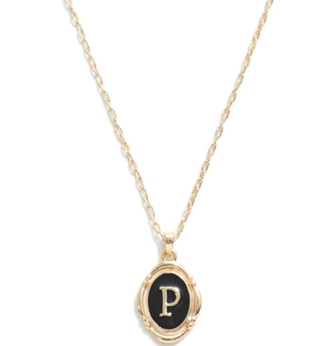 Black Dainty Initial Necklace