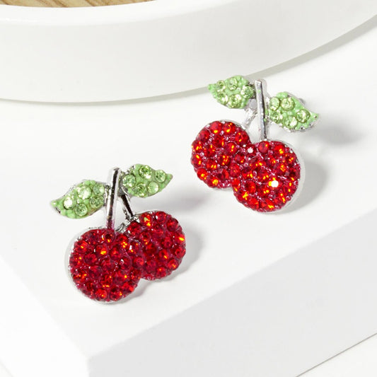 Rhinestone Cherry Earrings
