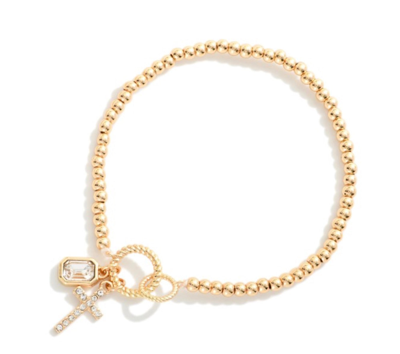 Cross & Rhinestone Bracelet