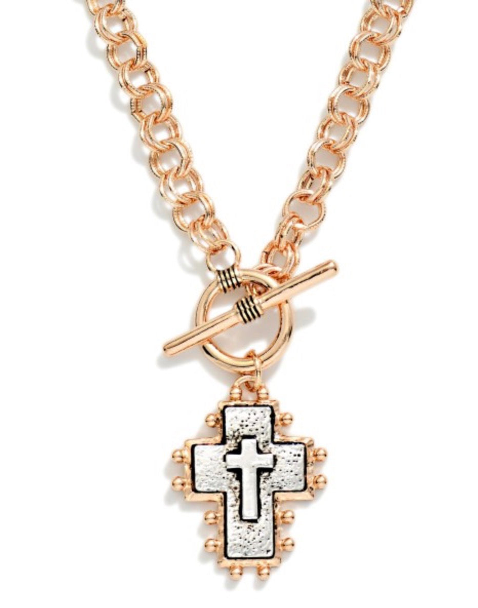 Double Link Cross Necklace
