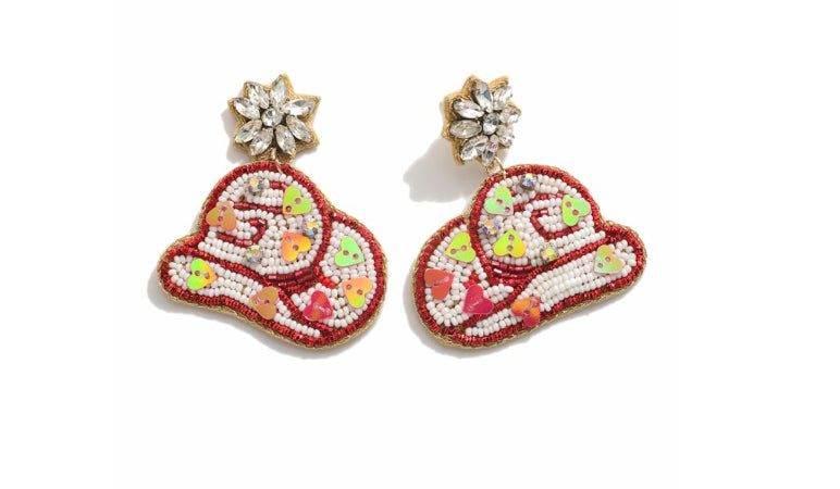Beaded Cowboy Hat Earrings