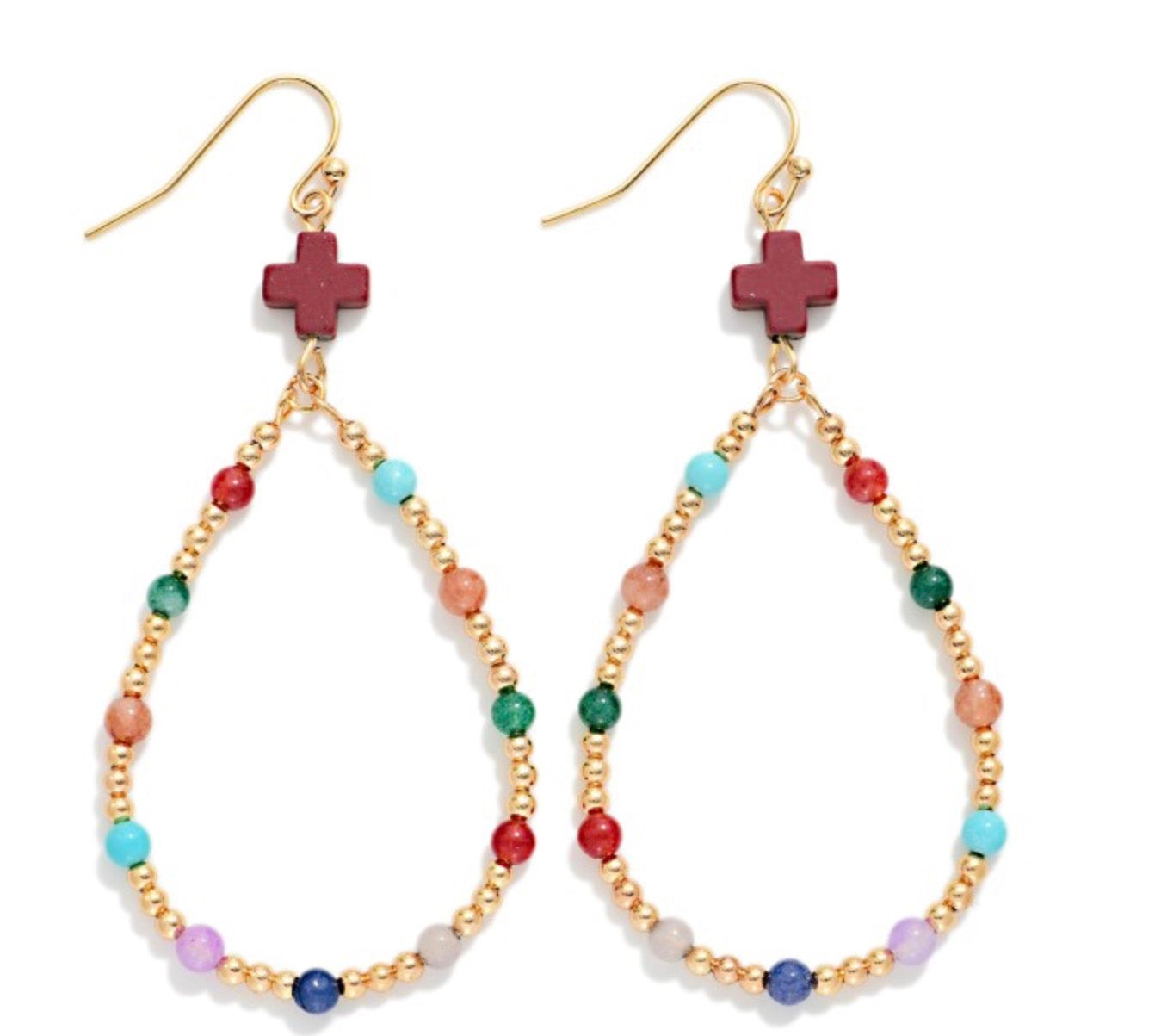 Cross Detail Drop Earrings