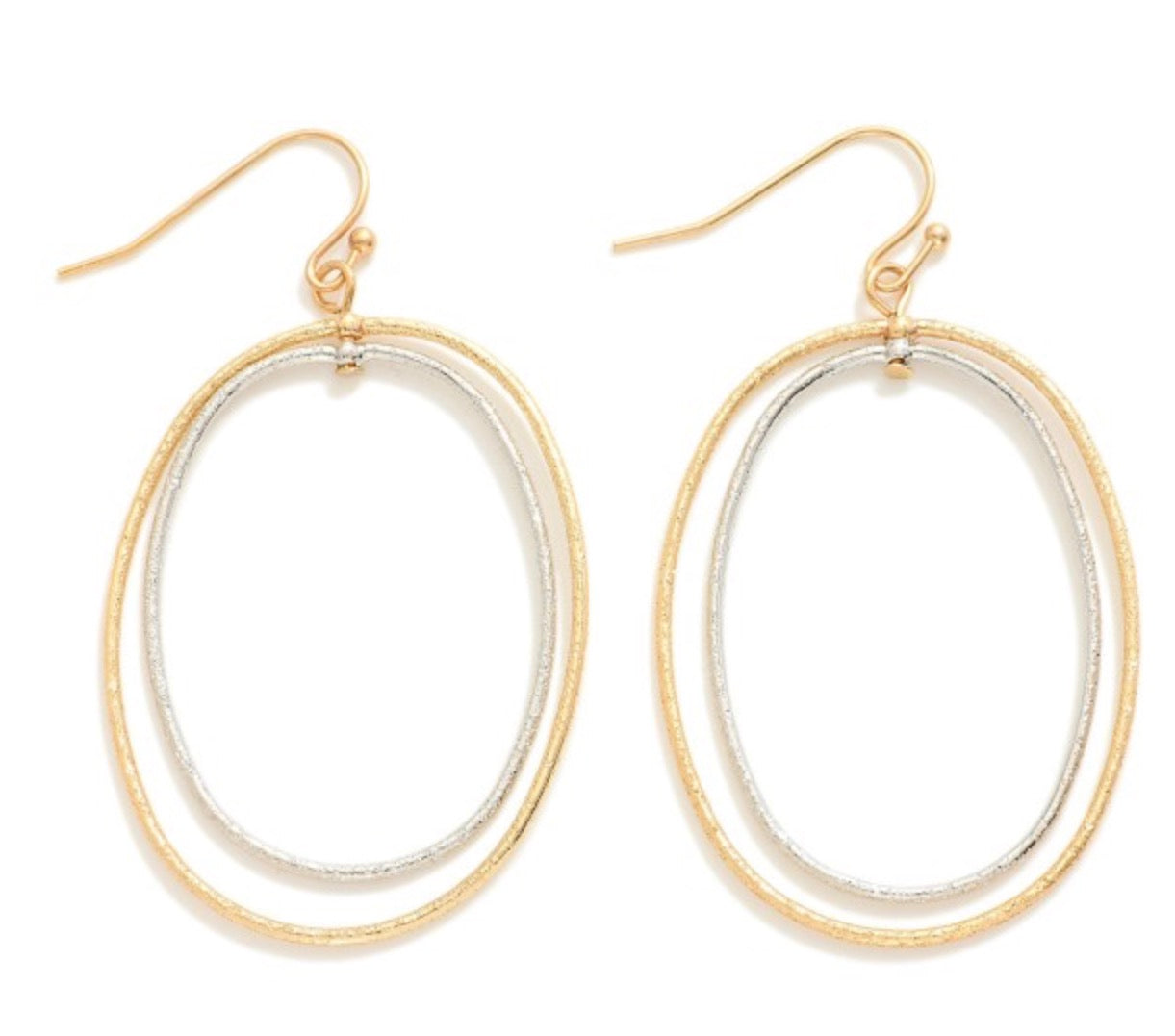 Gold Metal Oval Earrings