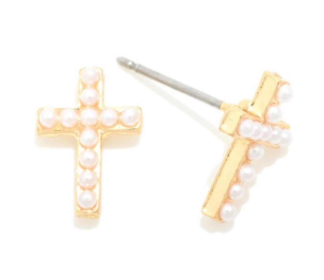 Studded Cross Studs