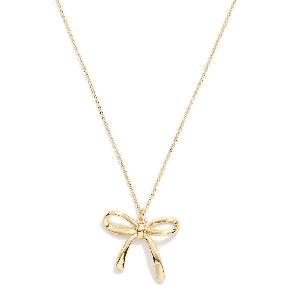Gold Metal Bow Necklace