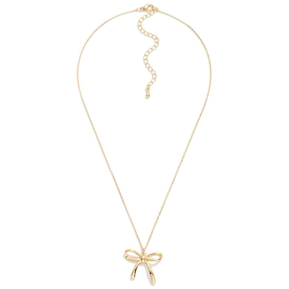 Gold Metal Bow Necklace