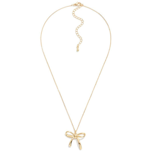 Gold Metal Bow Necklace