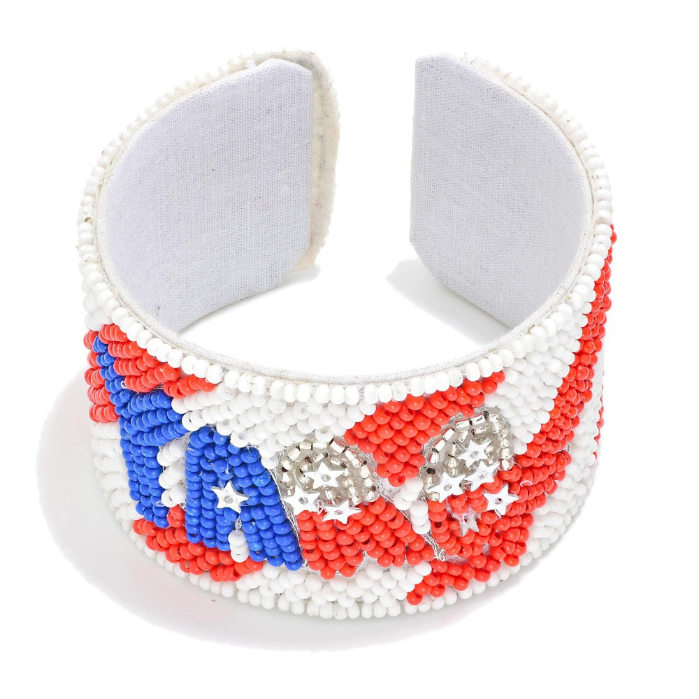 Patriotic Beaded Cuff Bracelet