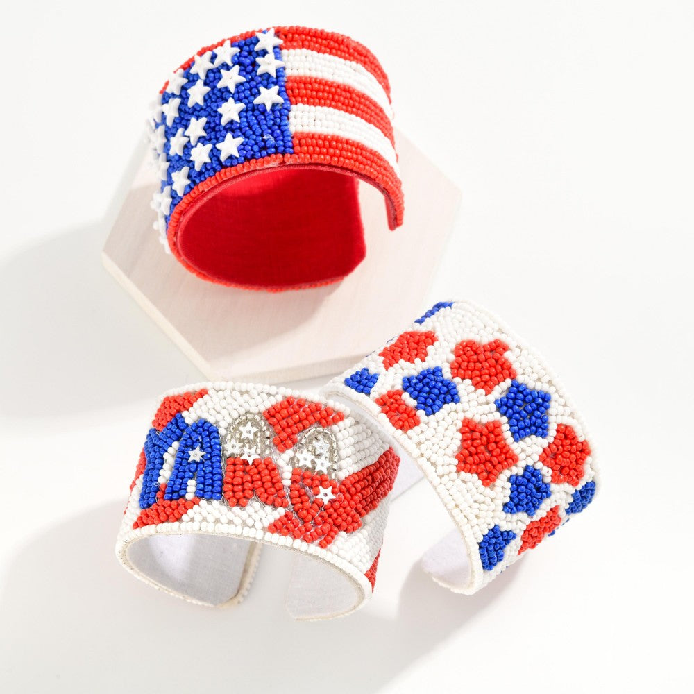 Patriotic Beaded Cuff Bracelet