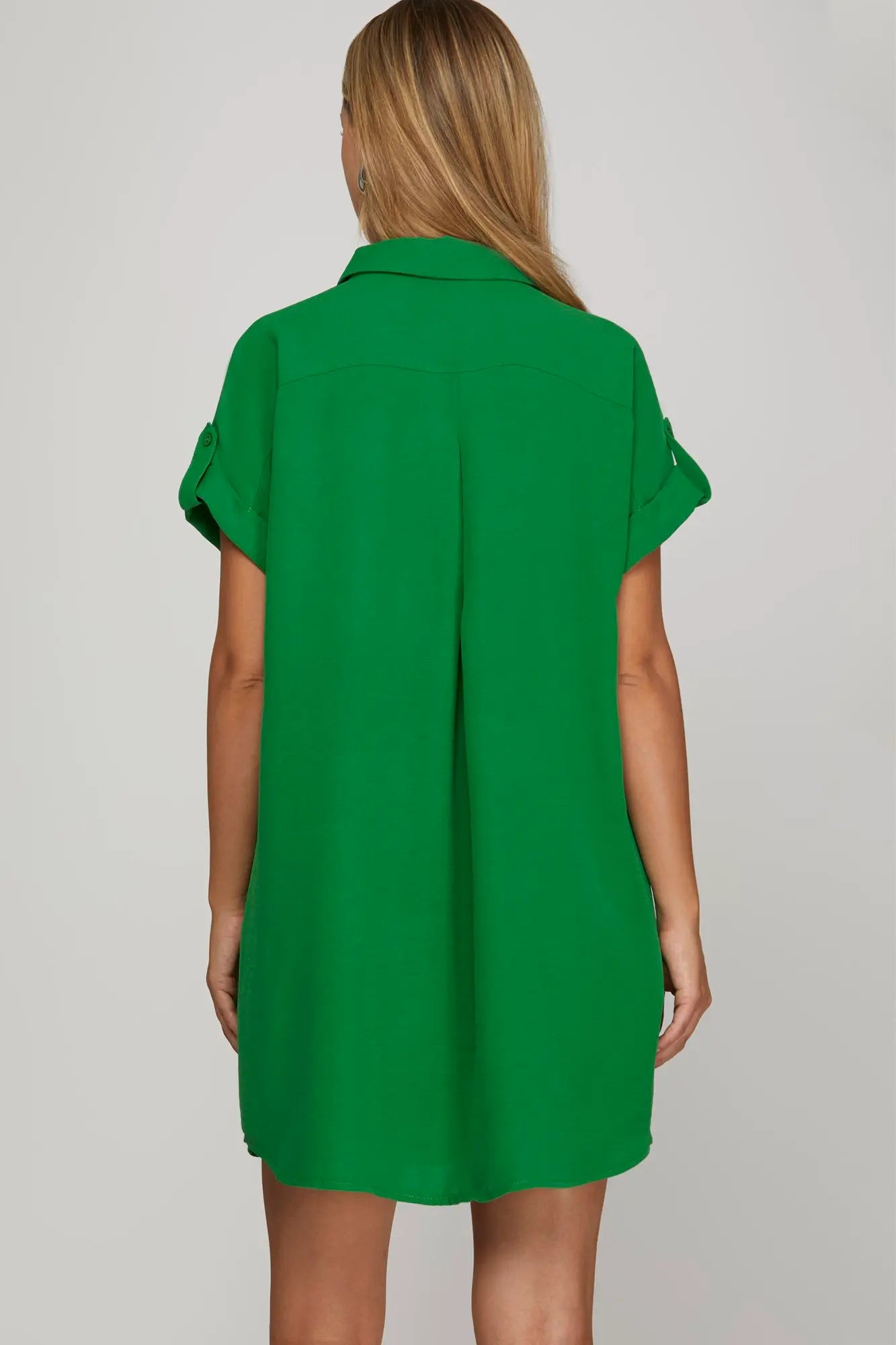 Green Button Down Mini Dress