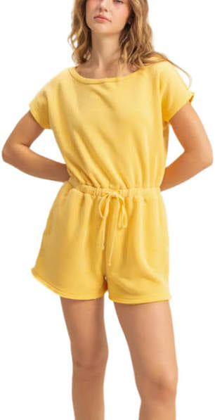 Cap Sleeve Drawstring Waist Romper