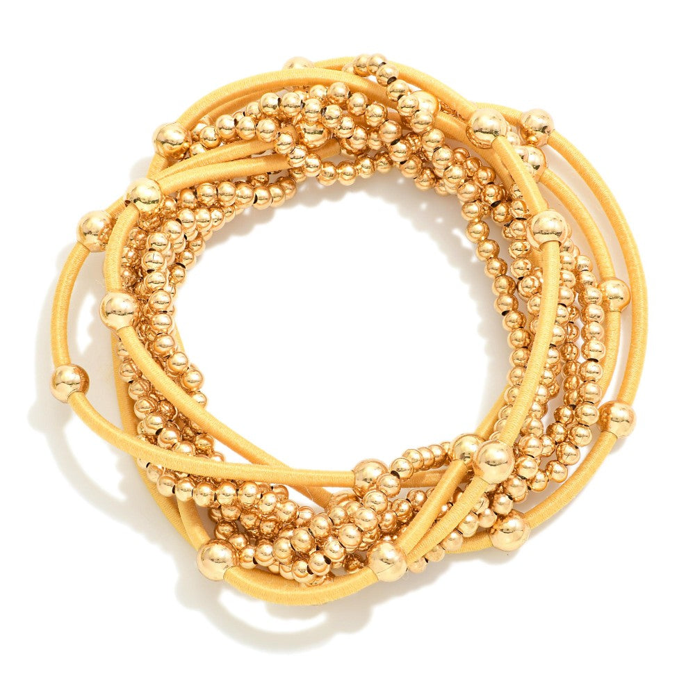 Gold Beaded And Threaded Bracelets