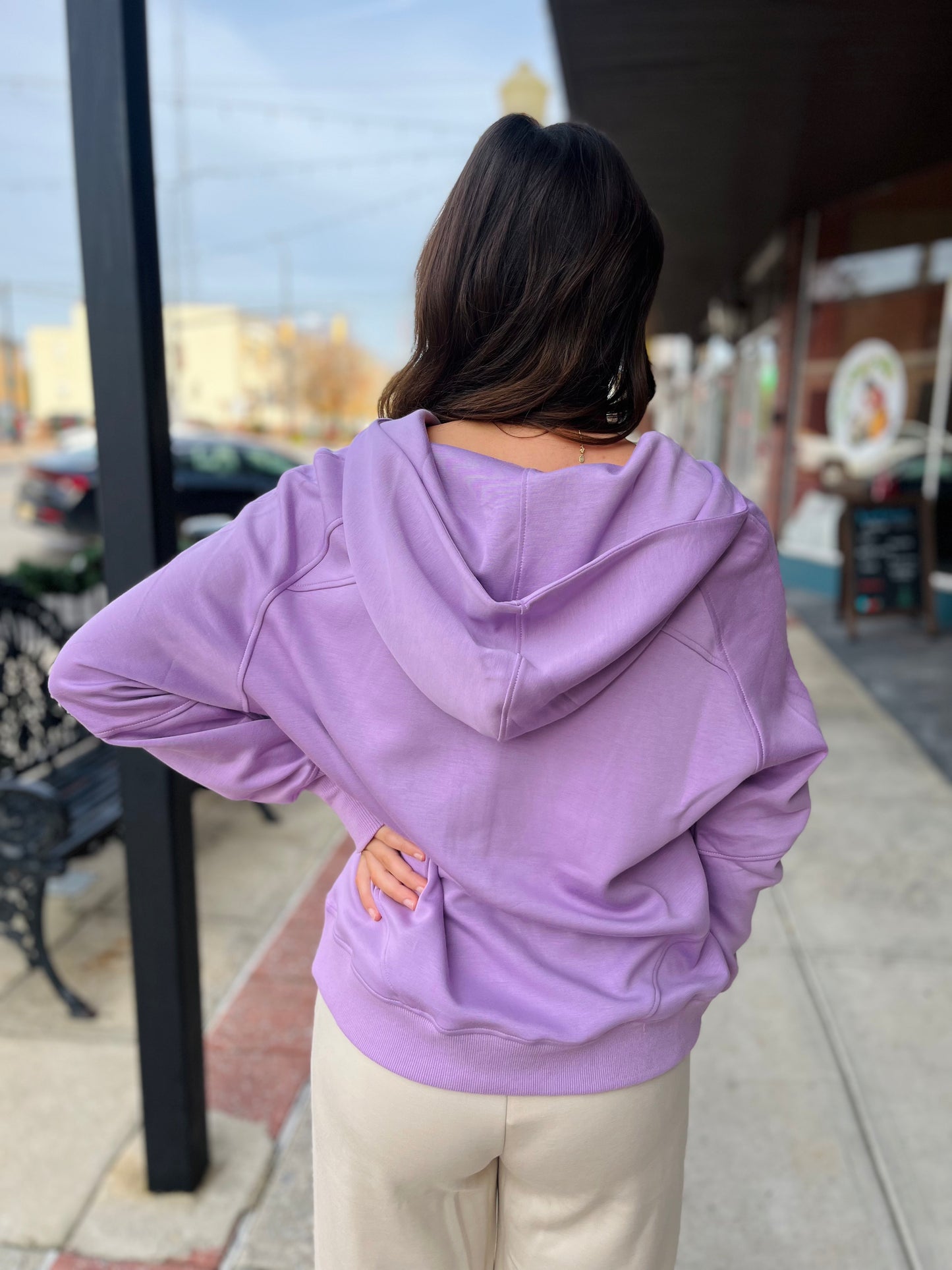 Lilac Scuba Quarter Zip Hoodie