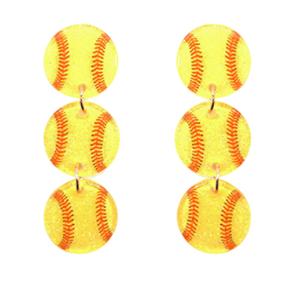 Glitter Softball Earrings