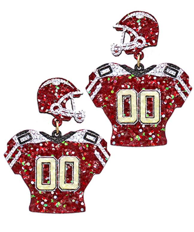 Glitter Football Jersey Earrings