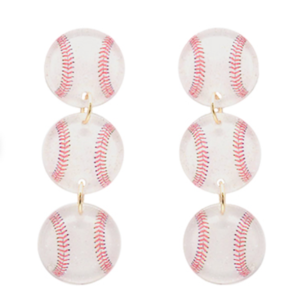Glitter Baseball Earrings