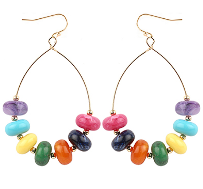 Multi Color Teardrop Beaded Earrings