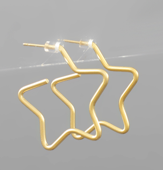 Matte Gold Star Hoops