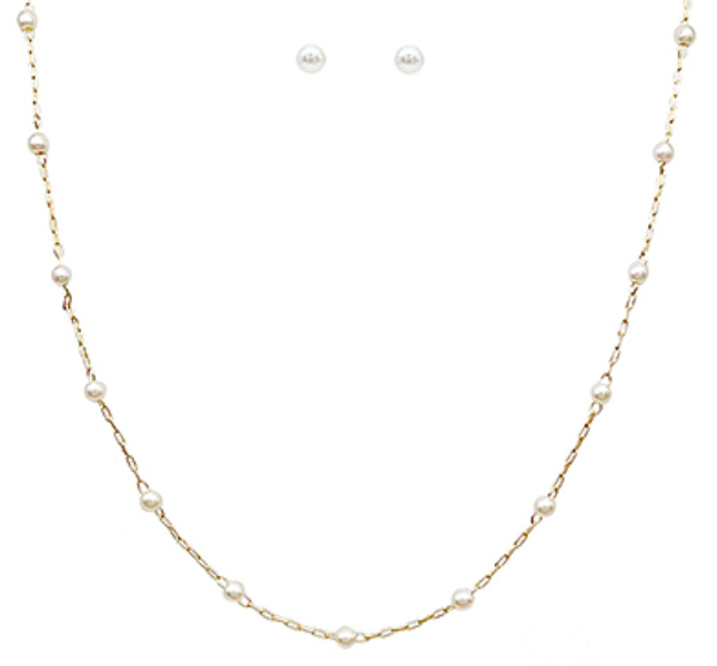 Gold Pearl Necklace Set
