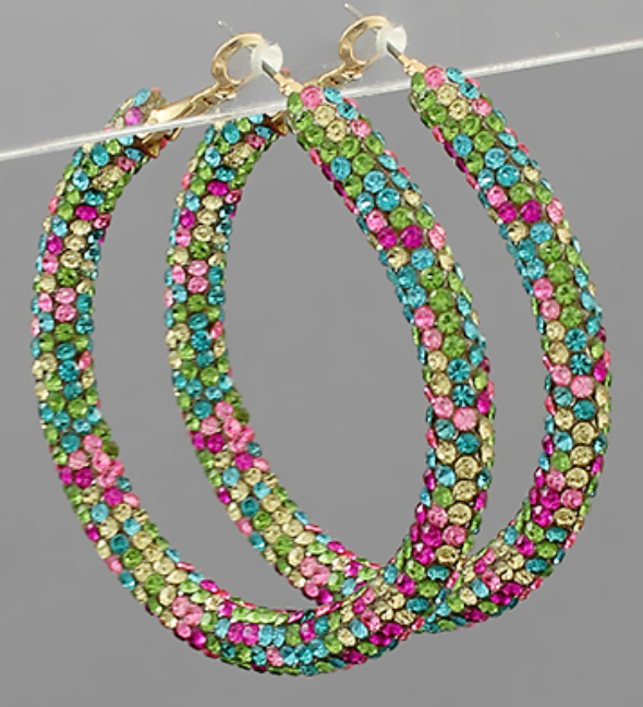 50mm Crystal Pave Hoops