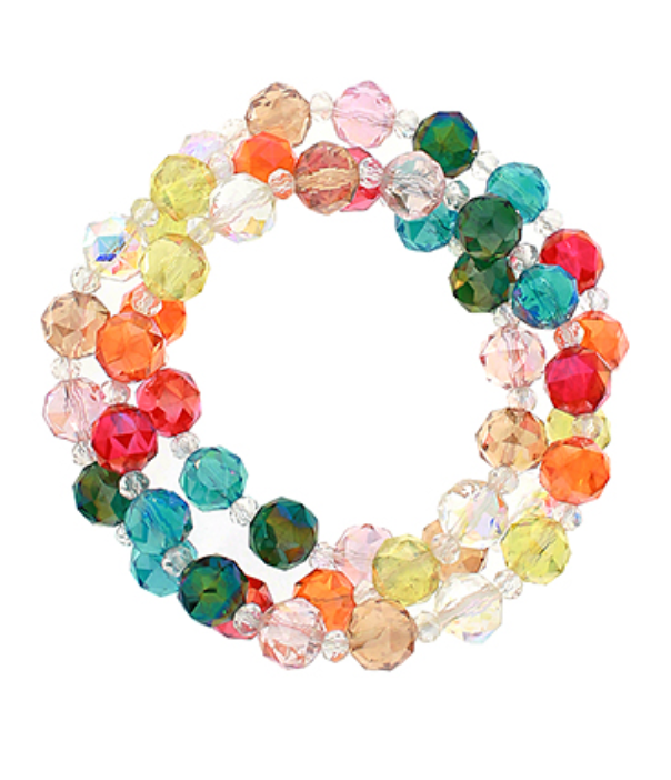 Multicolored Glass Beaded Bracelet Set (3)