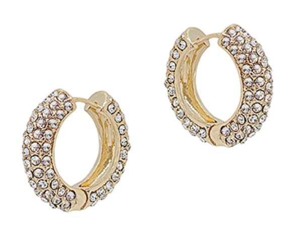 Gold Crystal Huggie Earrings