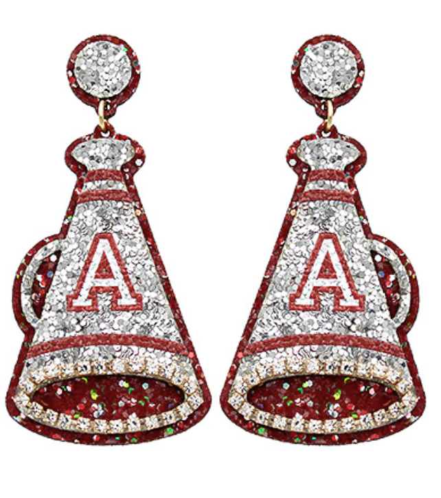 Glitter "A" Megaphone Earrings