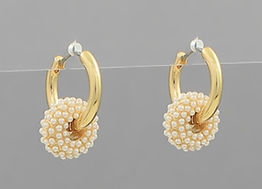 Gold Beaded Donut Hoops