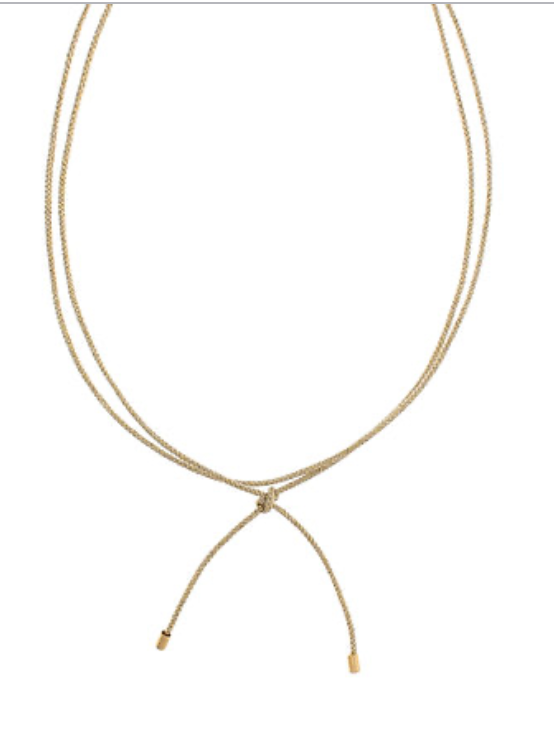 Gold Lariat Cord Necklace